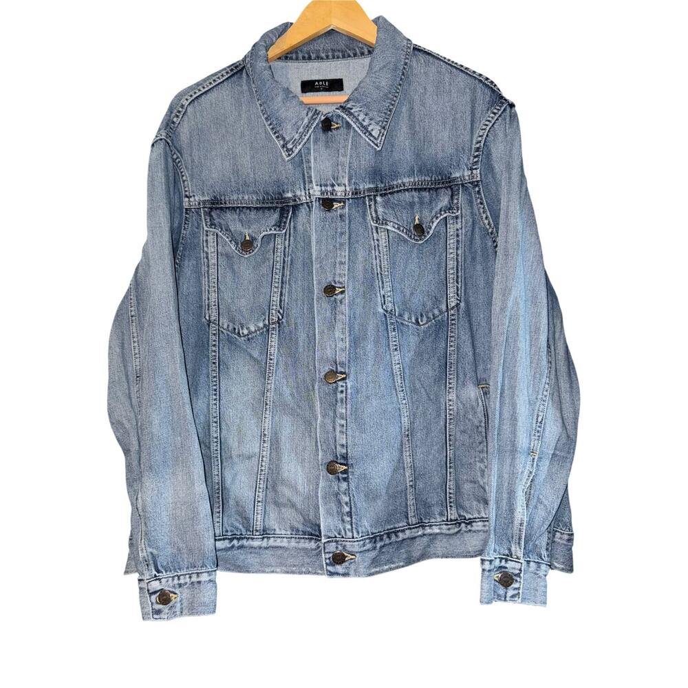 Able The Merly Jean Jacket‎ Women's 2X Medium Wash Distressed Luxury Utility
